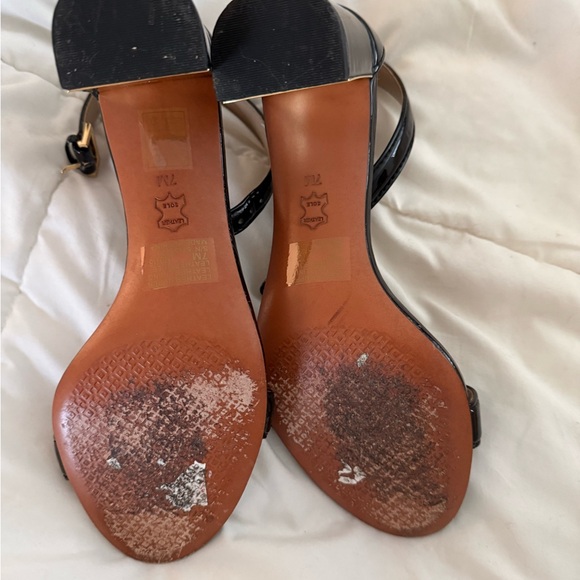 Tory Burch Black Patent Ankle-Strap Block Heels - Picture 3 of 4